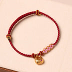Fortune Jewel Handmade Peach Blossom Protection Braided Rope Bracelet