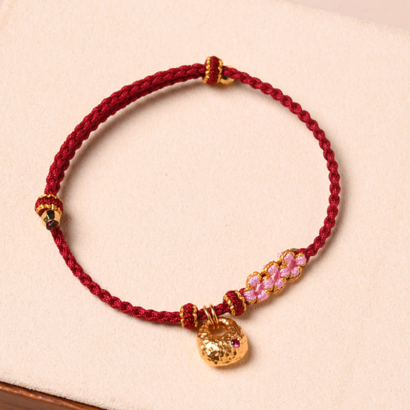Fortune Jewel Handmade Peach Blossom Protection Braided Rope Bracelet