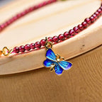 Fortune Jewel Garnet Tourmaline Butterfly Protection Bracelet Anklet