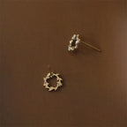 Fortune Jewel 925 Sterling Silver Posts Copper Metal Tiny Wreath Stud Blessing Flower Earrings