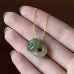 Fortune Jewel Natural Round Jade Peace Buckle Luck Abundance Necklace Pendant