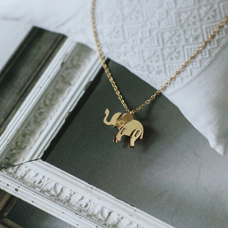 Fortune Jewel Elephant Titanium Steel Luck Necklace Chain Pendant