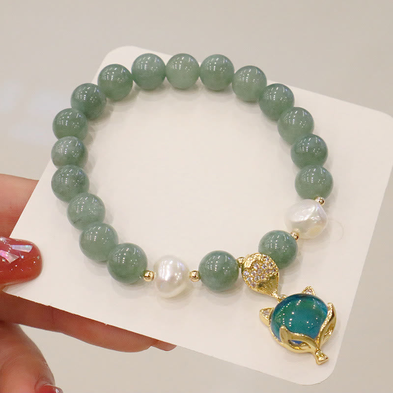 Fortune Jewel Jade Pearl Color-Changing Fox Charm Luck Bracelet