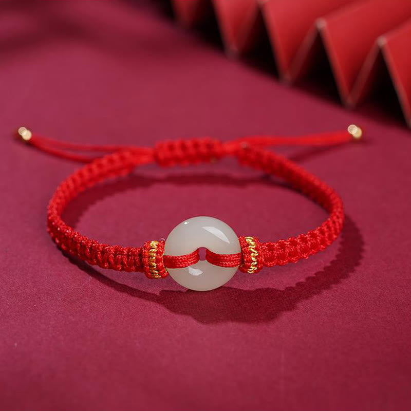 Fortune Jewel Peace Buckle Jade Abundance Braided Bracelet