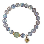 Fortune Jewel Chinese Zodiac Natal Buddha 925 Sterling Silver Natural Moonstone Hetian Jade Positive Bracelet