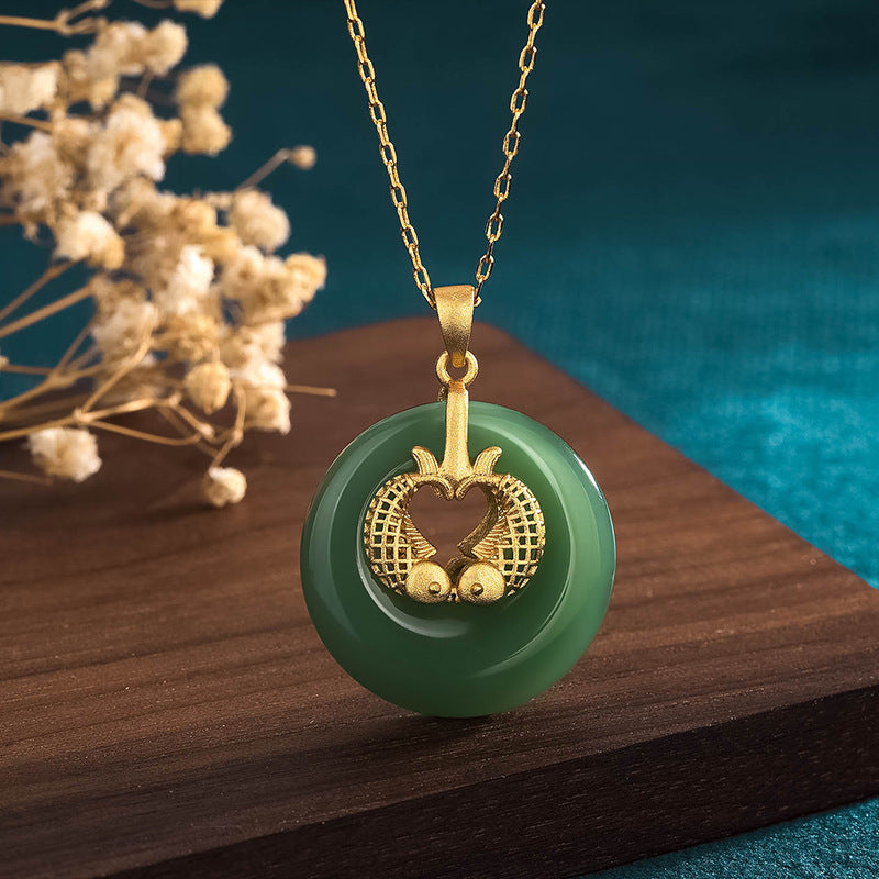 Fortune Jewel Cyan Jade Koi Fish Luck Necklace Pendant