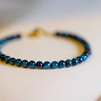 Fortune Jewel Natural Blue Tiger Eye Stone Protection Chain Bracelet