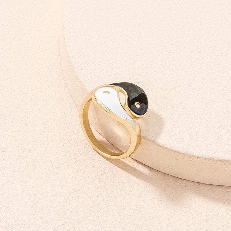 Yin Yang Symbol Adjustable Blessing Couple Ring Fortune Jewel