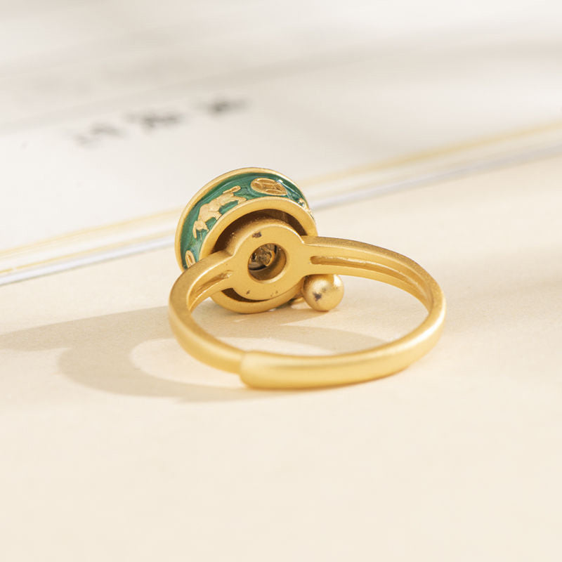 Yin Yang Copper Luck Wealth Rotatable Ring Fortune Jewel