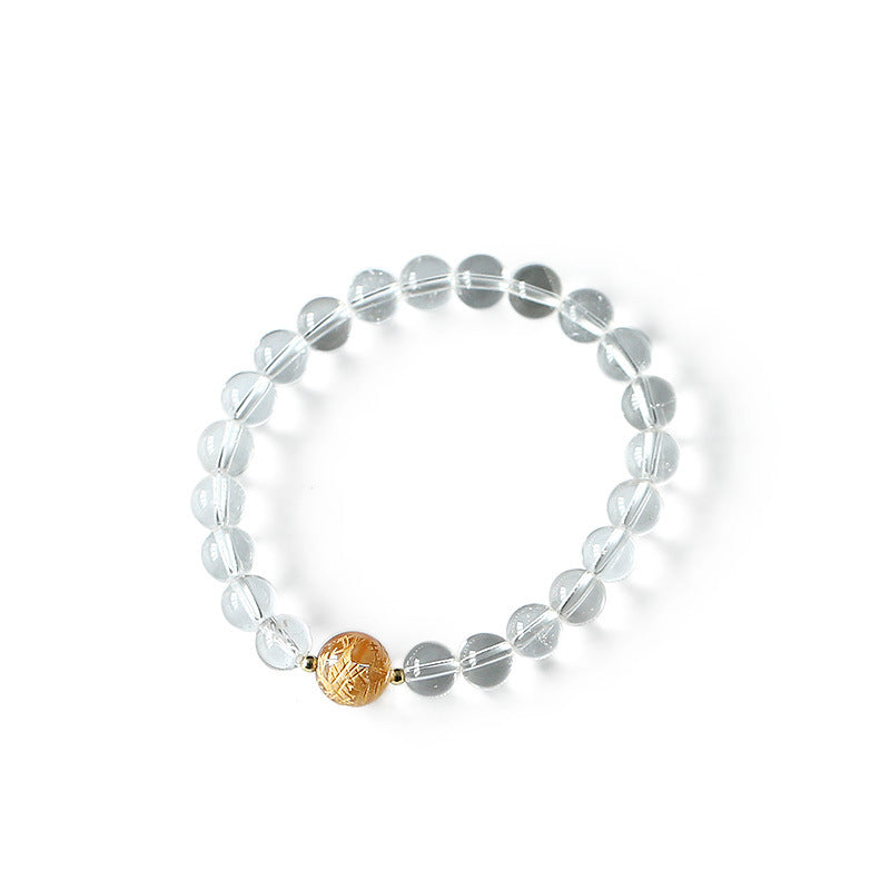 Fortune Jewel Natural Black Obsidian White Crystal Black Onyx Dragon Strength Bracelet