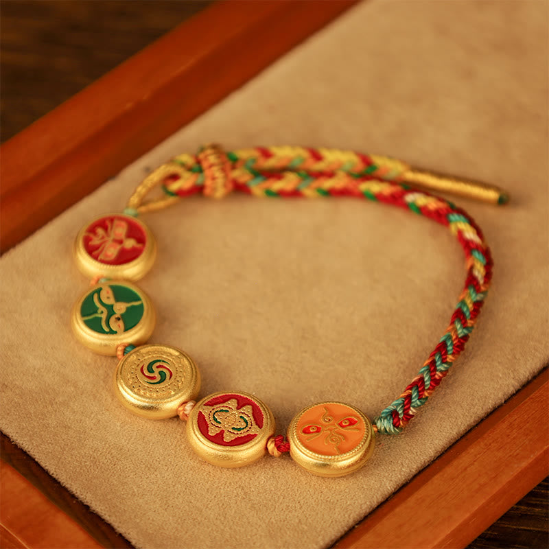 Fortune Jewel Tibetan Five God Of Wealth Colorful Rope Braided Luck Bracelet
