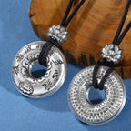 Fortune Jewel 999 Sterling Silver Heart Sutra Lotus Peace Buckle Necklace Pendant Fortune Jewel