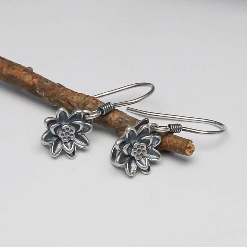 Fortune Jewel 925 Sterling Silver Lotus Flower Enlightenment Earrings Fortune Jewel