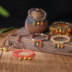Fortune Jewel Gold Swallowing Beast Family Charm Gold Silver Foil Liuli Glass Bead Blessings Bracelet