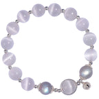 Fortune Jewel 925 Sterling Silver Cat Eye Moonstone Love Support Bracelet