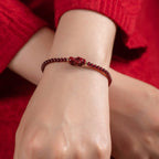 Fortune Jewel Garnet Cinnabar PiXiu Blessing Calm String Bracelet