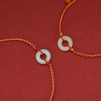 Fortune Jewel Round Peace Buckle Jade Luck Abundance Braided Bracelet Anklet
