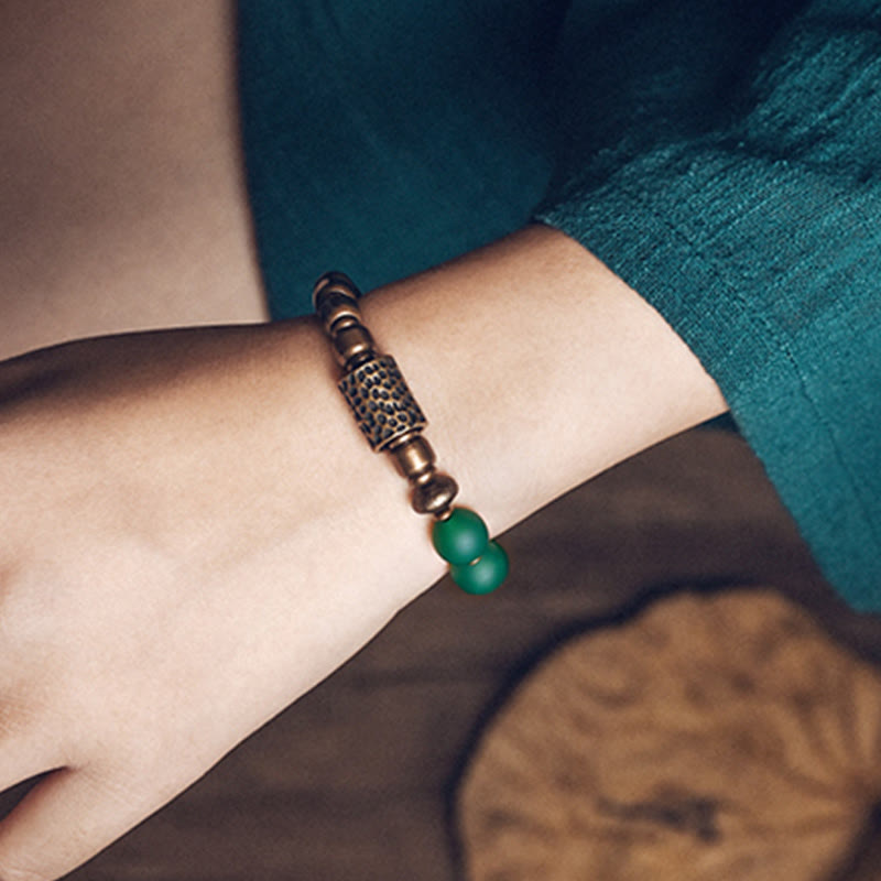 Fortune Jewel Tibetan Red Agate Green Agate Copper Confidence Fortune Bracelet