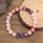 Fortune Jewel 108 Mala Beads Amethyst Rose Quartz Spiritual Healing Tassel Bracelet