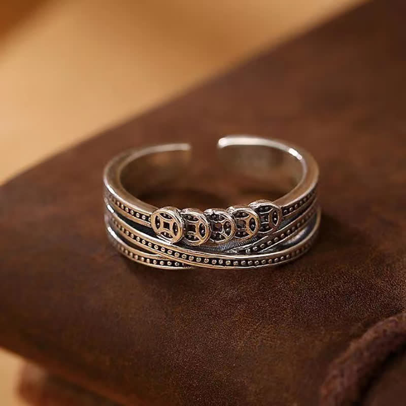 Fortune Jewel Copper Coin Wealth Luck Ring