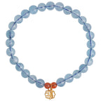 Fortune Jewel Natural Aquamarine Red Agate Healing Charm Bracelet