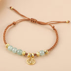 Fortune Jewel Jade Beads Fu Character Blessing Rope Bracelet