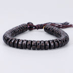 Fortune Jewel Tibetan Coconut Shell Beads Engraved Om Mani Padme Hum Mantra Positive String Bracelet