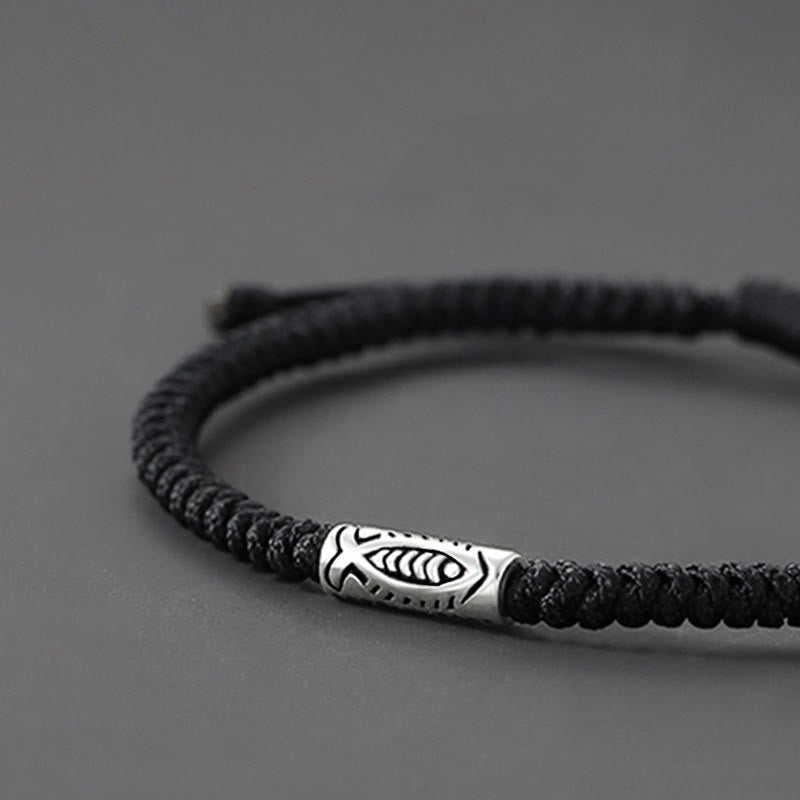 Fortune Jewel Tibet Koi Fish Wealth Black String Bracelet