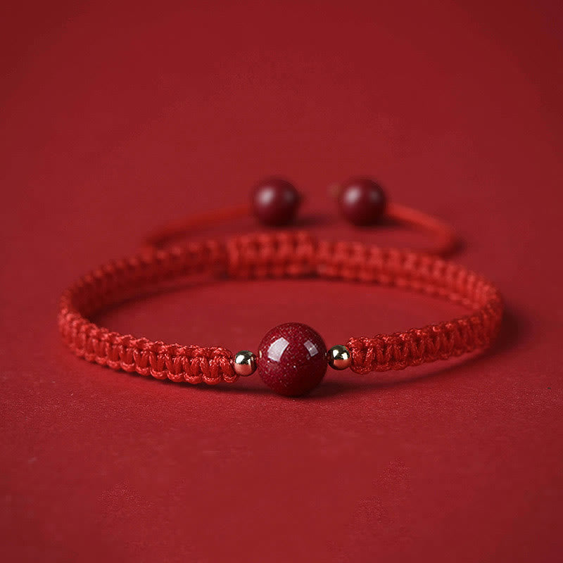 Fortune Jewel Lucky Cinnabar Bead Blessing Red String Bracelet