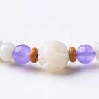 Fortune Jewel Tibetan White Jade Bodhi Lotus Blessing Bracelet Fortune Jewel