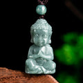 Fortune Jewel Natural Jade Meditation Buddha Amulet Serenity Necklace Pendant Fortune Jewel