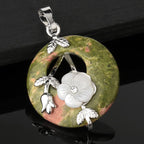 Fortune Jewel Various Crystal Amethyst Green Aventurine Flower Healing Necklace Pendant