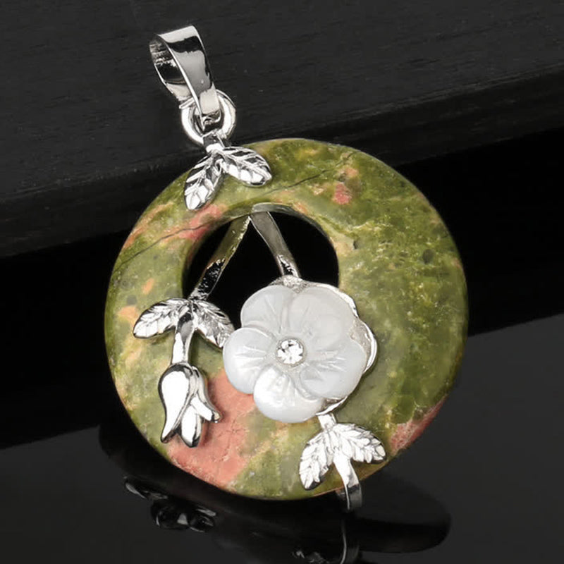 Fortune Jewel Various Crystal Amethyst Green Aventurine Flower Healing Necklace Pendant