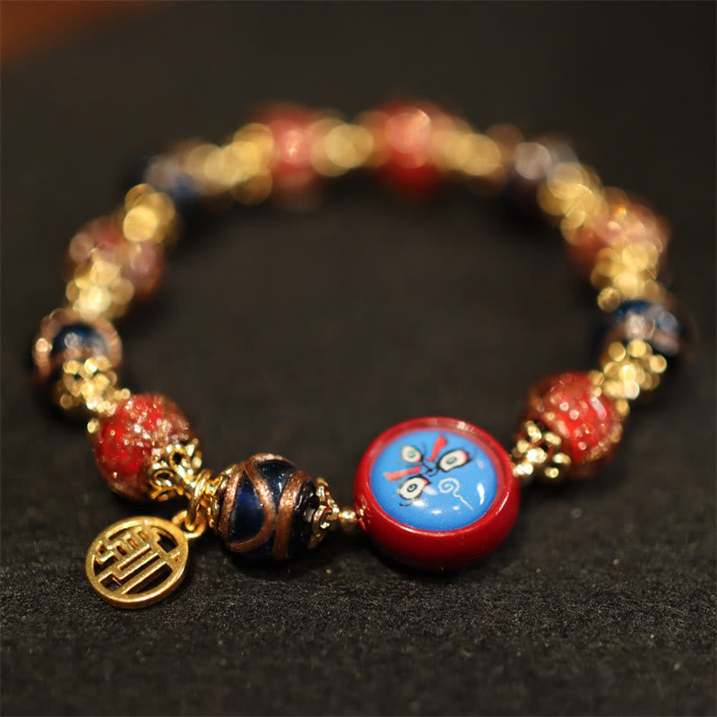 Fortune Jewel Tibetan Gold Swallowing Beast Family Five God Of Wealth Thangka Fortune Bead Bracelet