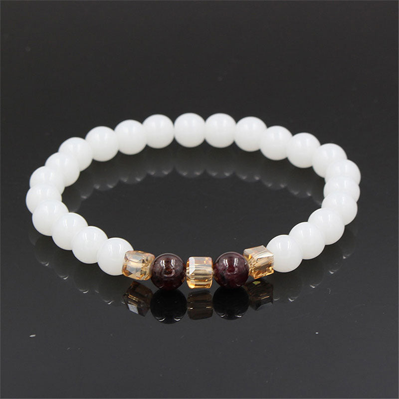 Fortune Jewel Natural White Jade Protection Bracelet