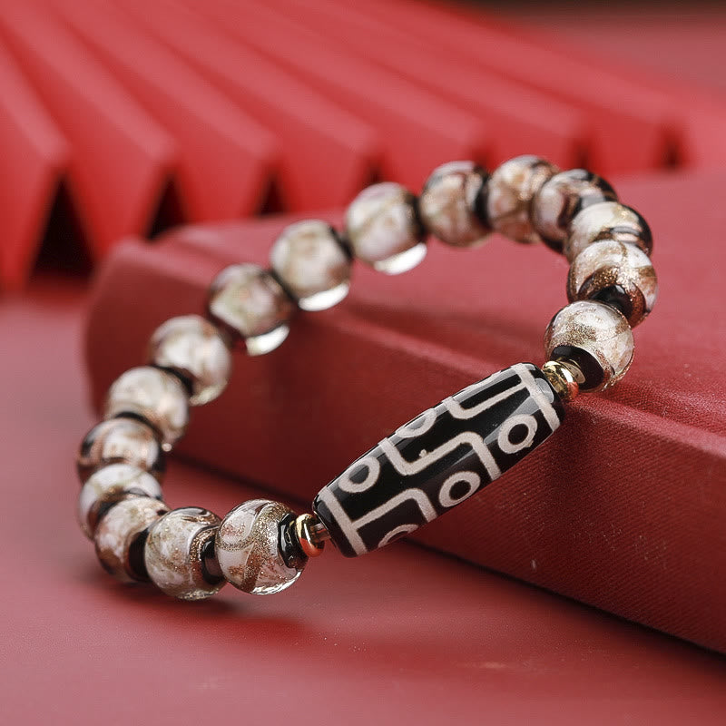 Fortune Jewel Tibetan Nine-Eye Dzi Bead Three-eyed Dzi Bead Liuli Glass Bead Wealth Bracelet