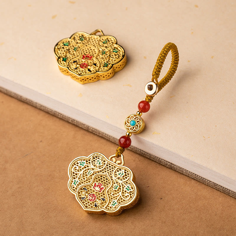 Fortune Jewel Lock of Good Wishes Fu Character Luck Blessing Key Chain
