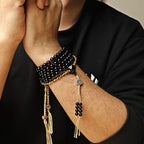Fortune Jewel Tibetan 108 Mala Beads Black Onyx Three-eyed Dzi Beads Protection Bracelet