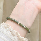 Fortune Jewel 925 Sterling Silver Bamboo Jade Lucky Cat Fu Character Luck Abundance Bracelet