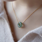 Fortune Jewel Natural Round Jade Peace Buckle Luck Abundance Necklace Pendant