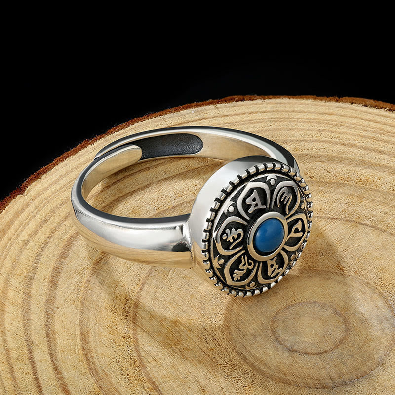 Fortune Jewel Tibetan Om Mani Padme Hum Peace Rotatable Ring