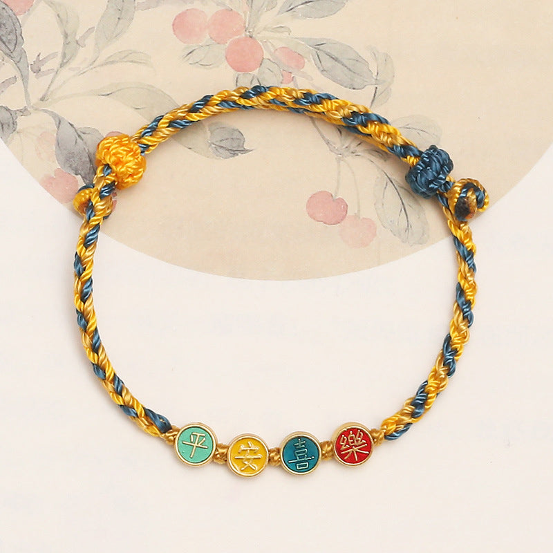 Fortune Jewel Handmade Dunhuang Color Thread Peace And Joy Protection Braid String Bracelet