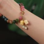 Fortune Jewel Natural Colorful Tourmaline Flower Bead Love Bracelet