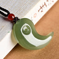 Buddha Stones Yin Yang White Jade Cyan Jade Protection Blessing Necklace String Pendant Fortune Jewel