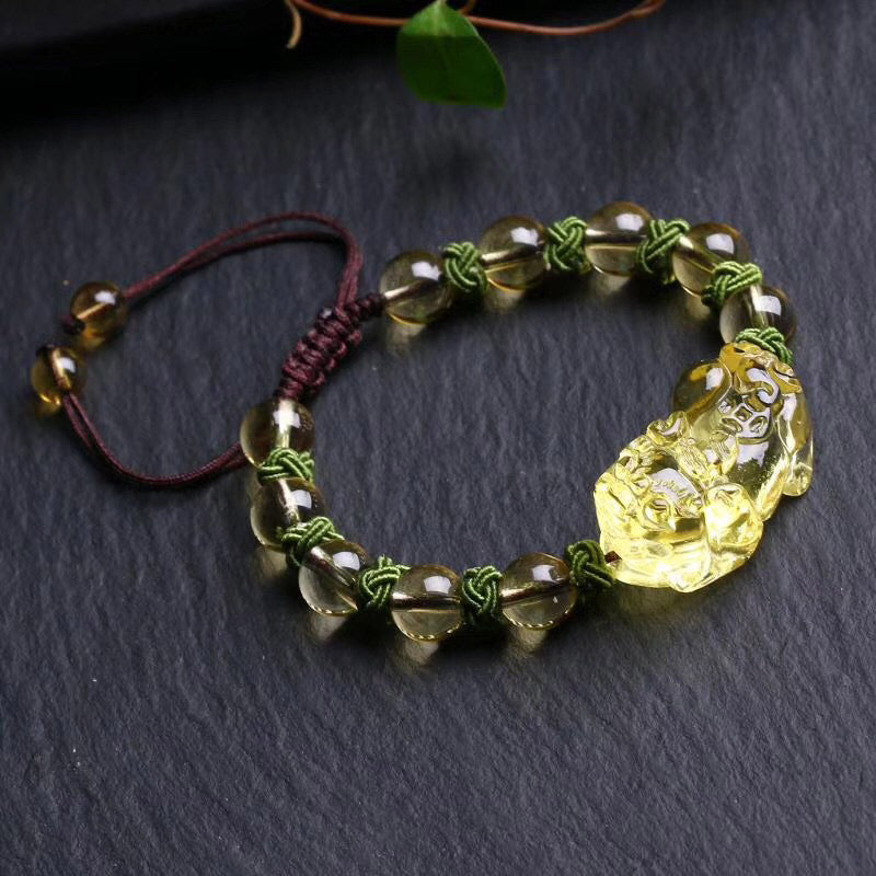 Fortune Jewel Natural Citrine Pixiu Wealth Protection Bracelet