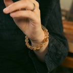 Fortune Jewel Natural Citrine Crystal Brass Bead Protection Bracelet