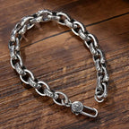 Fortune Jewel 925 Sterling Silver Om Mani Padme Hum Engraved Peace Bracelet Bangle