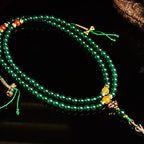 Fortune Jewel 108 Beads Natural Green Agate Success Bracelet Mala