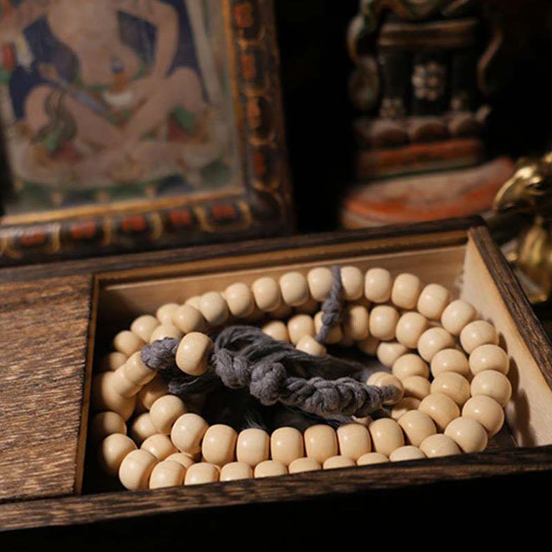 Fortune Jewel 108 Mala Beads Abelia Biflora Wood Warding Off Evil Spirits Wrist Mala