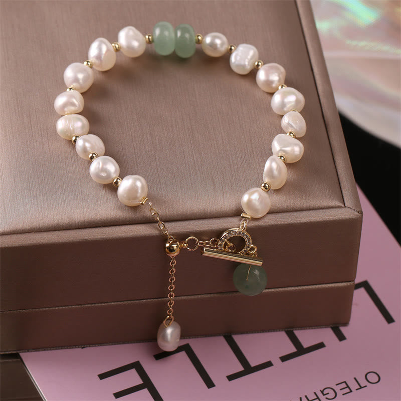 Fortune Jewel Pearl Green Strawberry Quartz Bead Healing Chain Bracelet